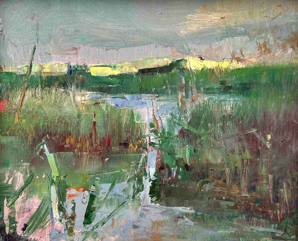 Mary Giammarino comparable auction result: mary giammarino 20 21st c marsh oil on panel 8 x 10 9 1 4 x 11 1 4 framed
