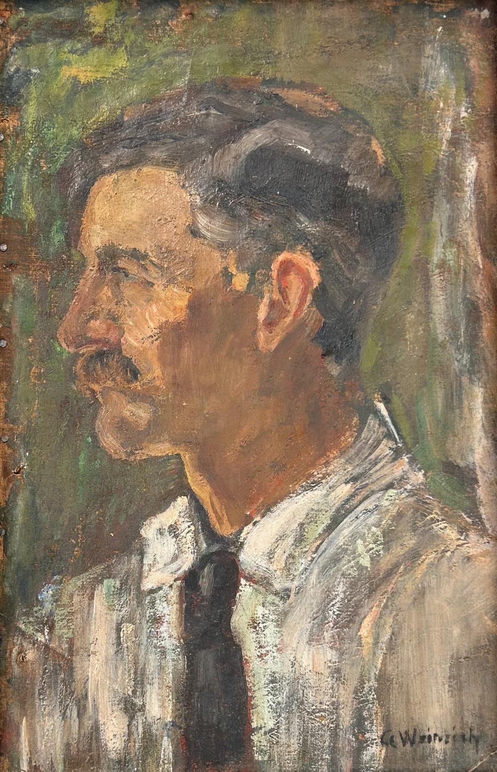 Agnes Weinrich comparable auction result: agnes weinrich 1873 1946 portrait oil on canvas nailed to wood framed 18 1 2 x 12 21 x 14 1 2 framed