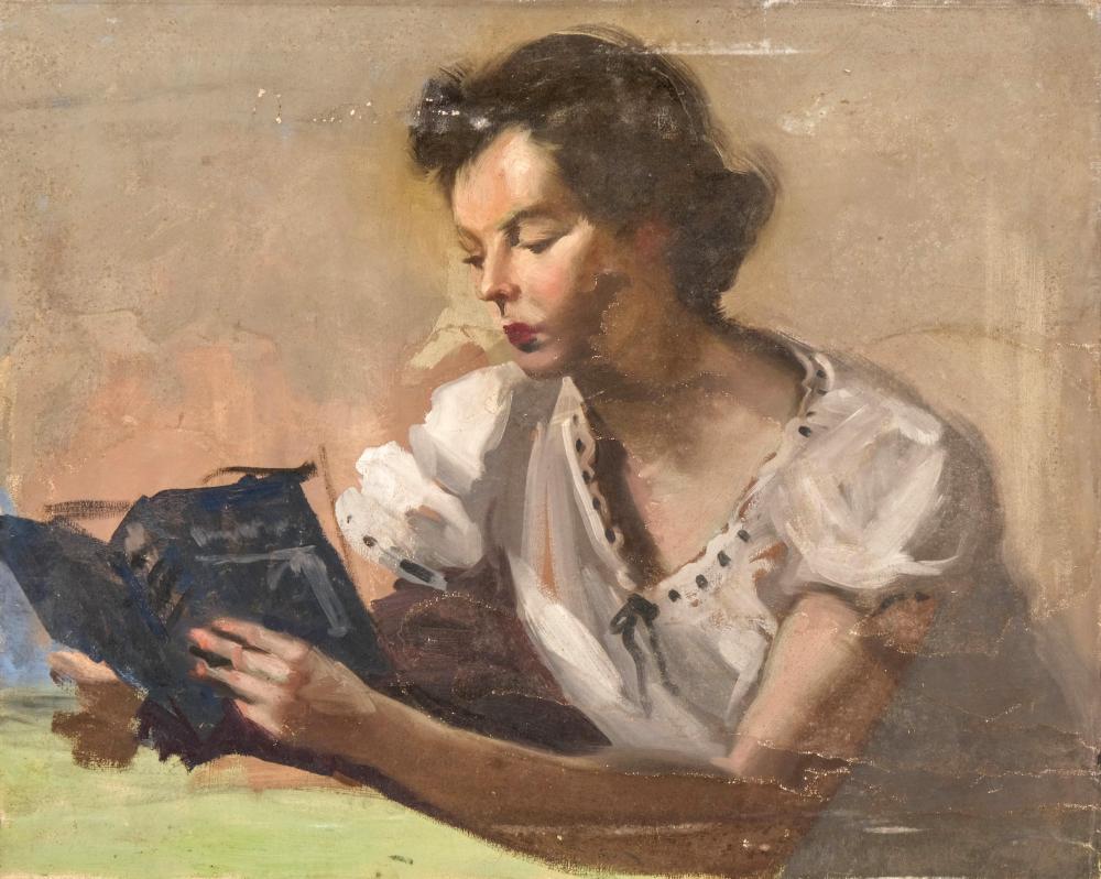 edward leonard signed woman reading oil painting mid 20th century · Collective Hudson, LLC · 2026-02-15 Edward Leonard comparable auction result: edward leonard signed woman reading oil painting mid 20th century