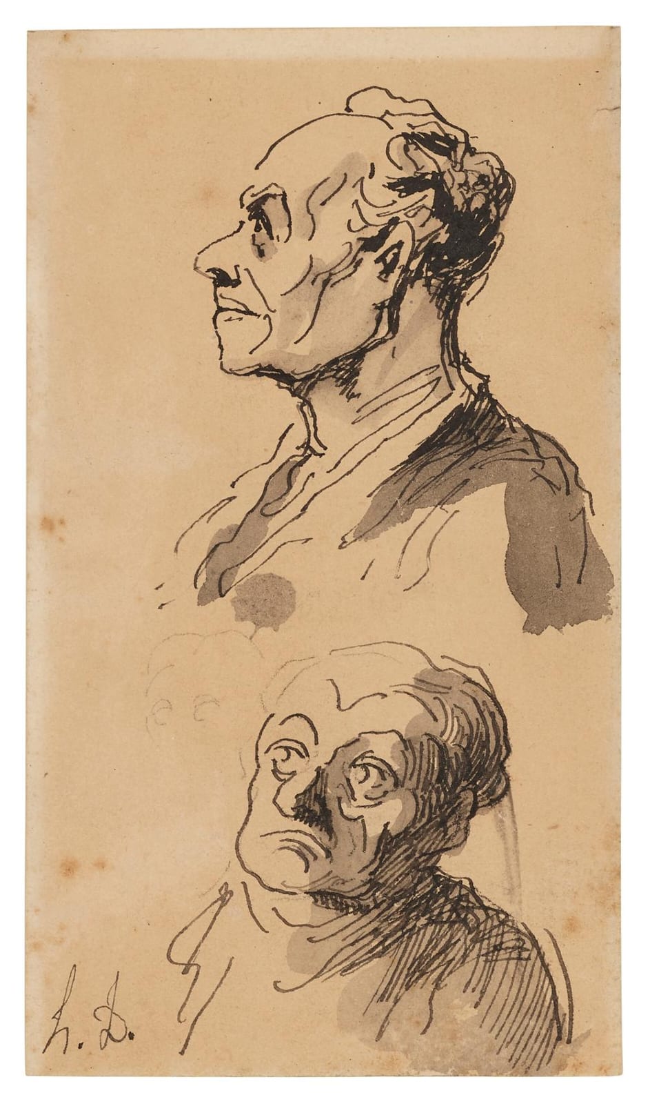 Honoré Daumier comparable auction result: honor daumier 1808 1879 two studies of heads pencil pen and black ink