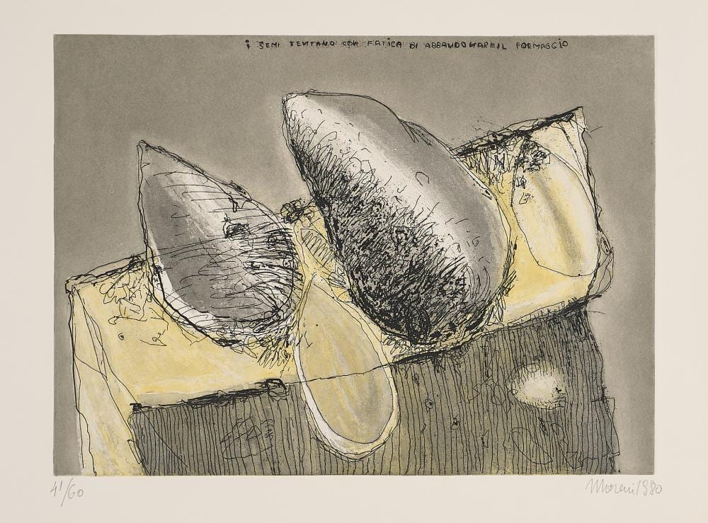 mattia moreni i semi tentano con fatica di abbandonare il formaggio · Casa d'aste Minghini · 2026-02-27 Mattia Moreni comparable auction result: mattia moreni i semi tentano con fatica di abbandonare il formaggio
