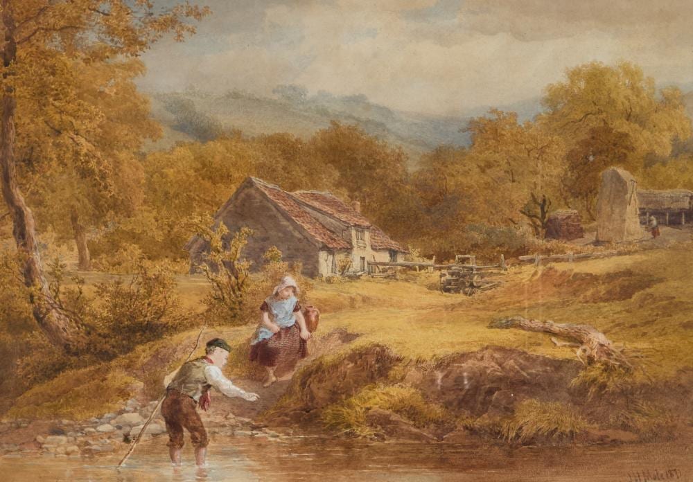 John Henry Mole comparable auction result: john henry mole 1814 1886 country cottage landscape with children