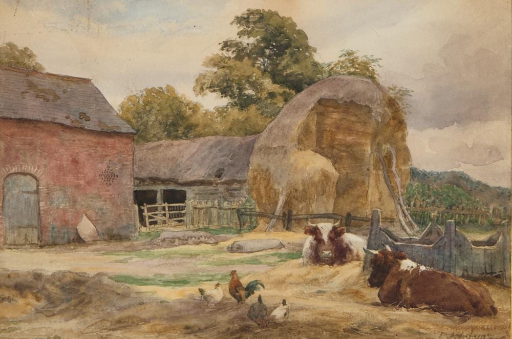 Charles James Adams comparable auction result: charles james adams 1859 1931 a pair of views a farmstead and town street
