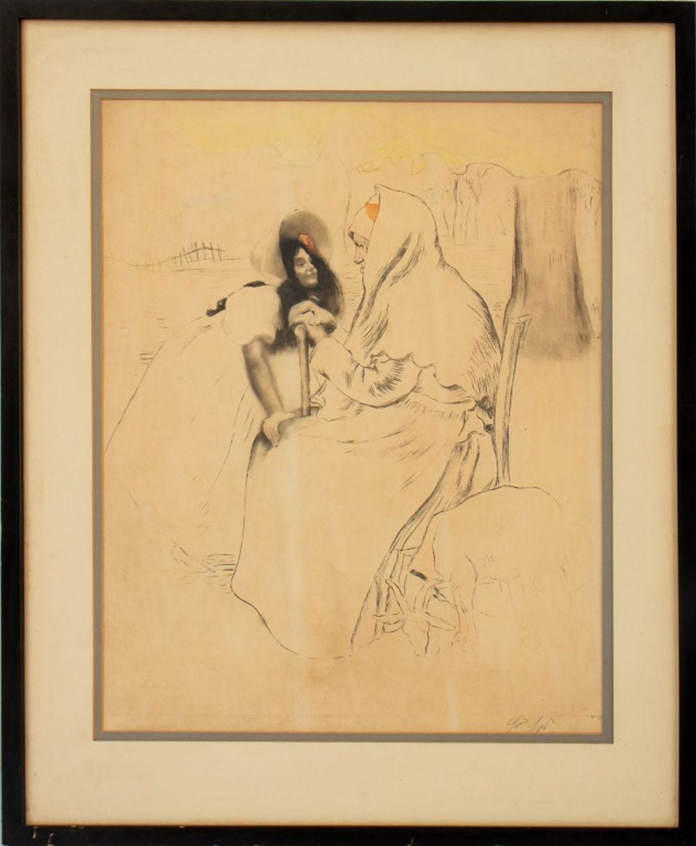 Louis Legrand comparable auction result: louis legrand l aieule etching and aquatint
