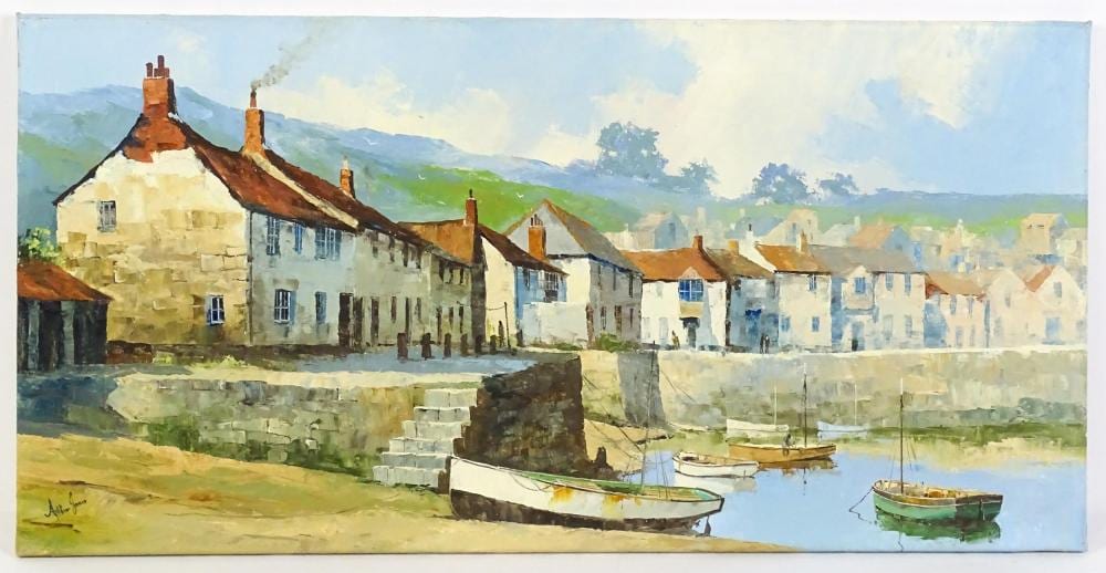 Arthur Jones comparable auction result: arthur jones 20th century cornish school oil on canvas mousehole harbour cornwall signed lower