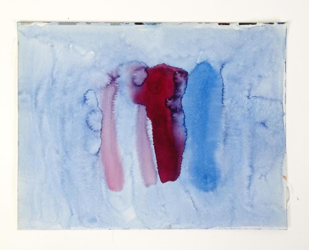 Alistair Grant comparable auction result: alistair grant 1925 1997 watercolour an abstract composition in blues and purples unsigned app