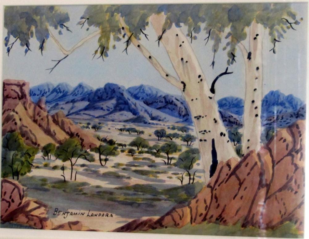 Benjamin Landara comparable auction result: benjamin landara watercolour landscape