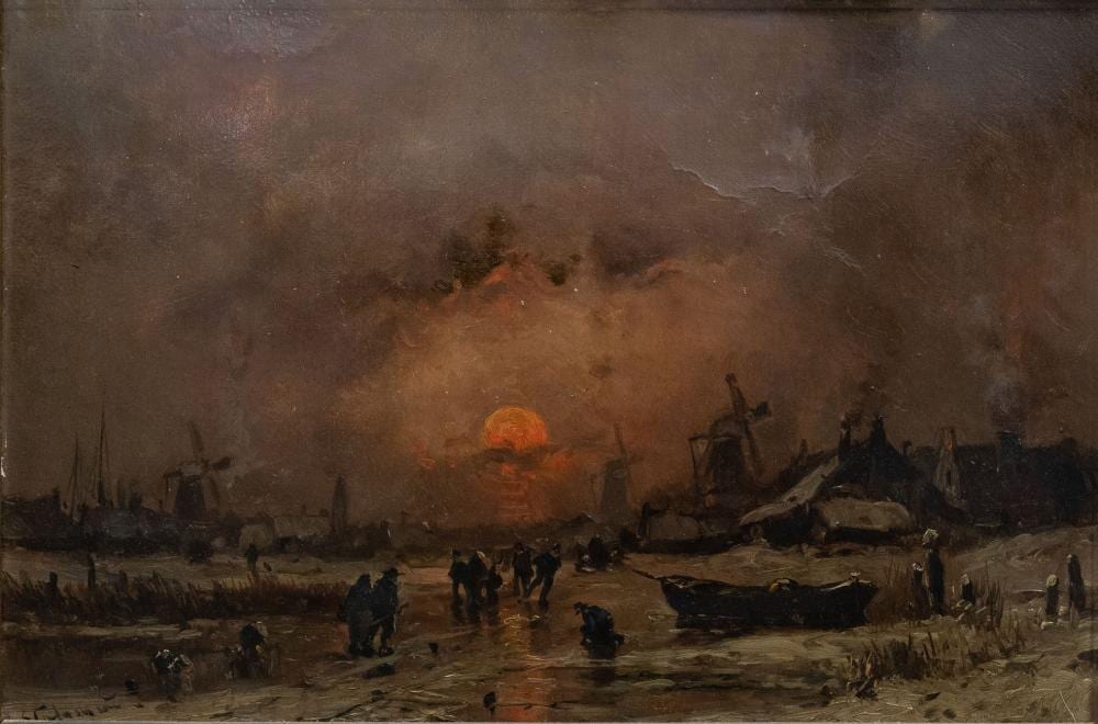 Adolf Stademann comparable auction result: adolf stademann 1824 1895 skating on a winter sunset