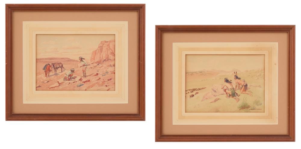 Leonard Howard Reedy comparable auction result: leonard howard reedy american 1899 1956 hunting buffalo and two scouts