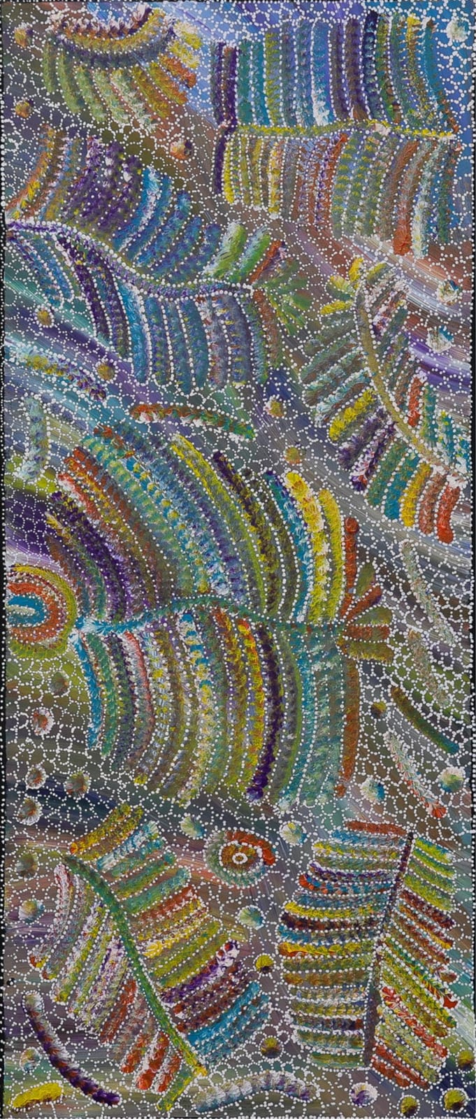 Jedda Purvis Ngwarai comparable auction result: jedda purvis ngwarai yam seed dreaming acrylic on canvas 96cm x 41cm