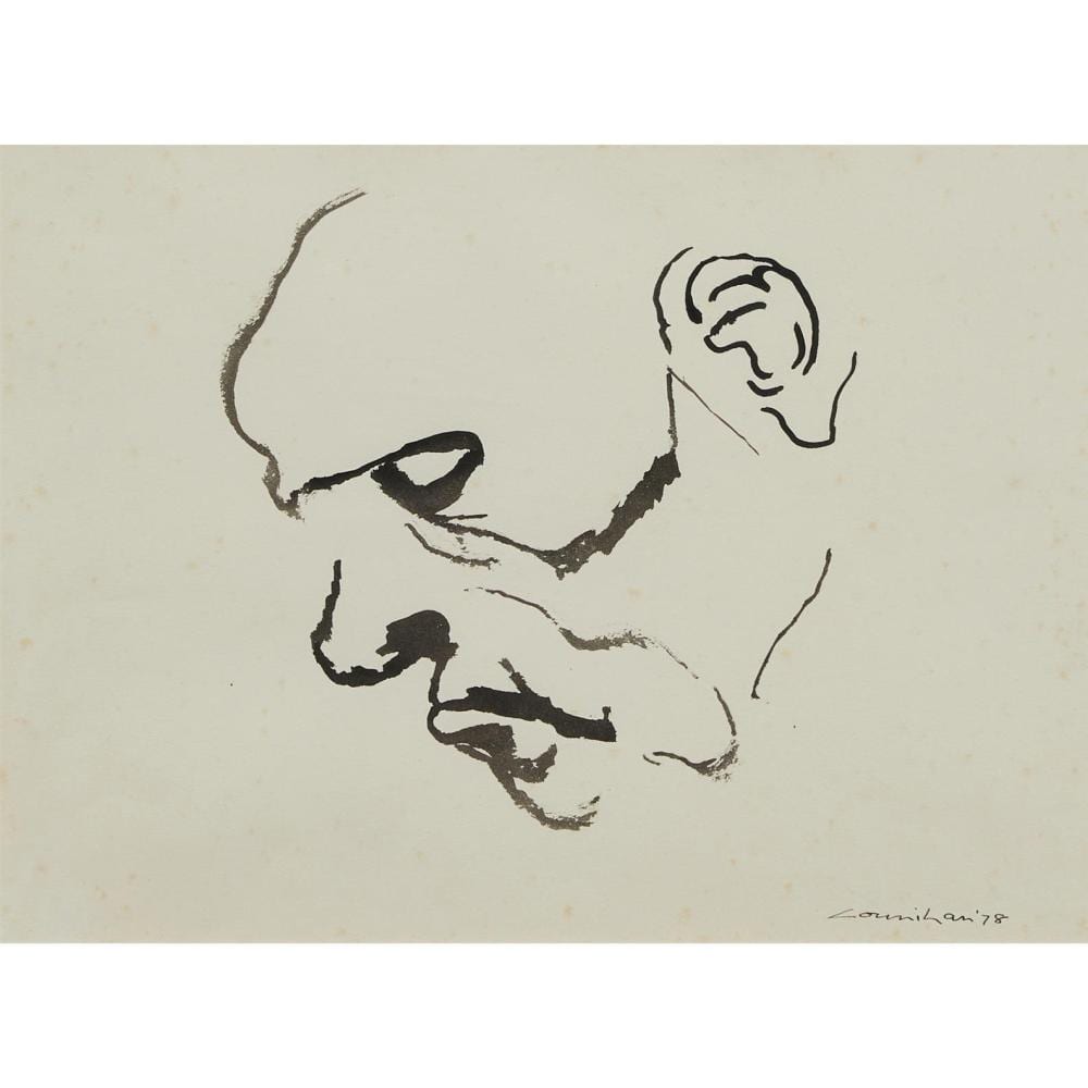 Noel Counihan comparable auction result: noel counihan 1913 1986 face 1978 ink on paper 26 x 35 5cm 48 x 56cm framed