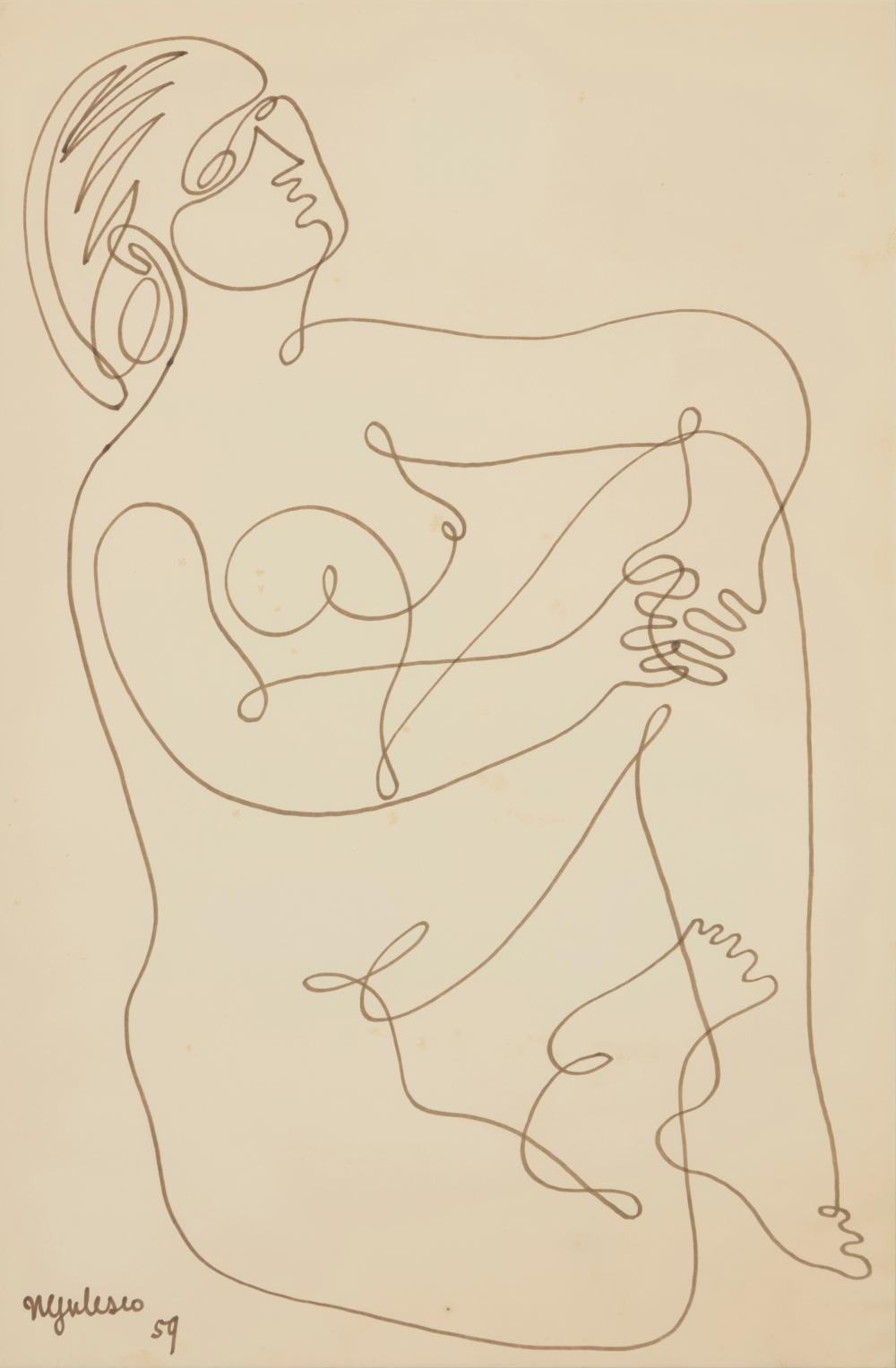 Jean Negulesco comparable auction result: jean negulesco 1900 1993 seated nude with raised knee 1959