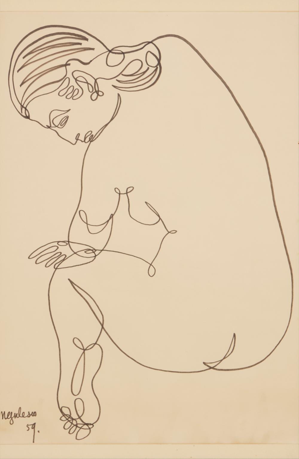 Jean Negulesco comparable auction result: jean negulesco 1900 1993 seated nude seen from the side 1959