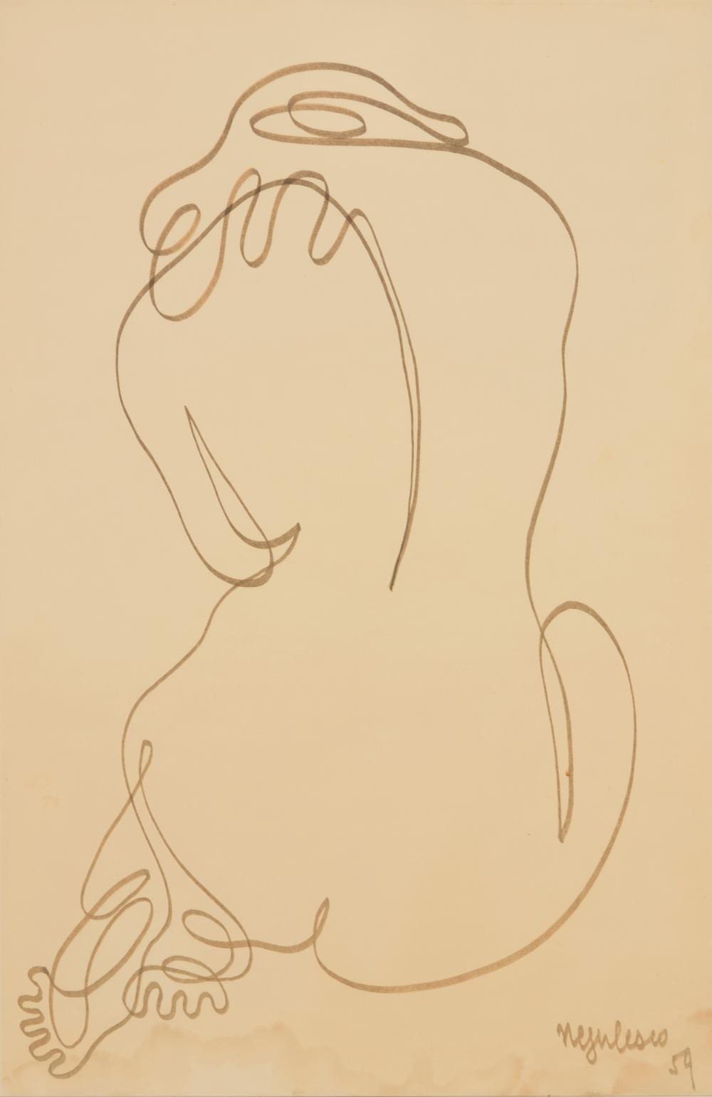 Jean Negulesco comparable auction result: jean negulesco 1900 1993 seated nude figure seen from behind 1959