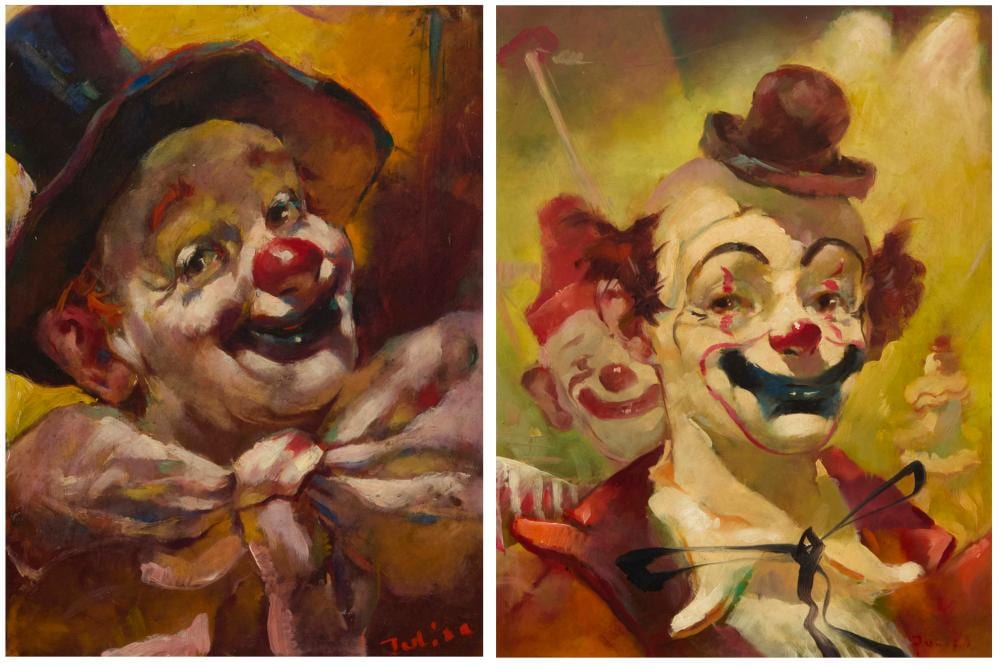 julian ritter 1909 2000 two clown portraits · John Moran Auctioneers · 2026-03-03 Julian Ritter comparable auction result: julian ritter 1909 2000 two clown portraits
