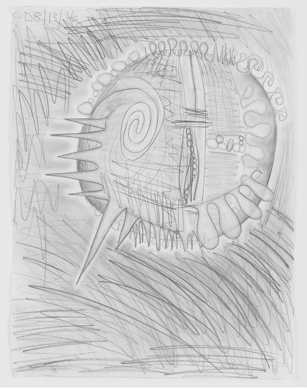 Carroll Dunham comparable auction result: carroll dunham study after big bang pencil drawing