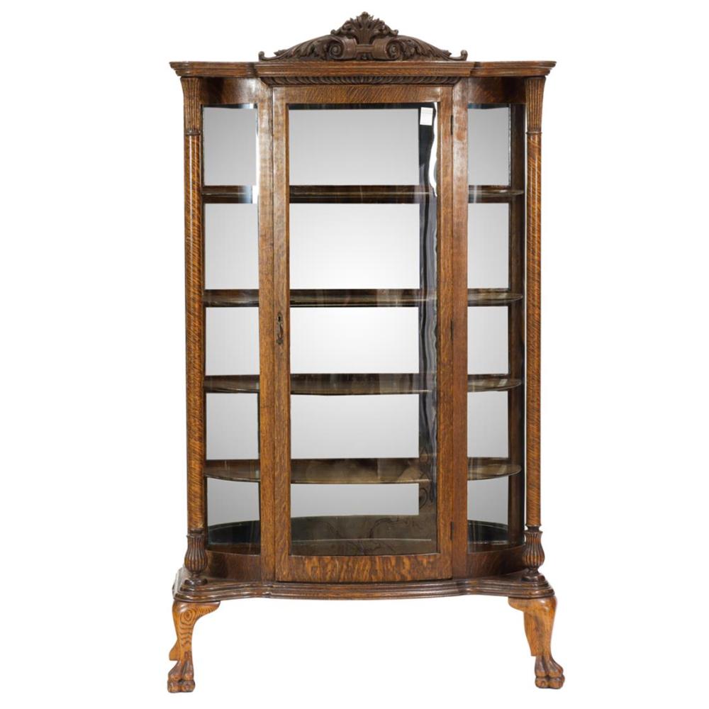 A late Victorian oak display cabinet circa 1900 sold by Clars Auctions, lot 4134 — auction record photograph