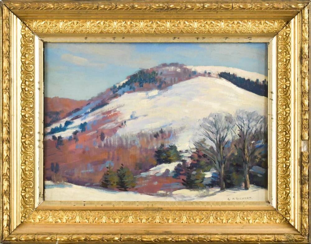 Charles Henry Richert comparable auction result: charles henry richert oil winter mountain landscape