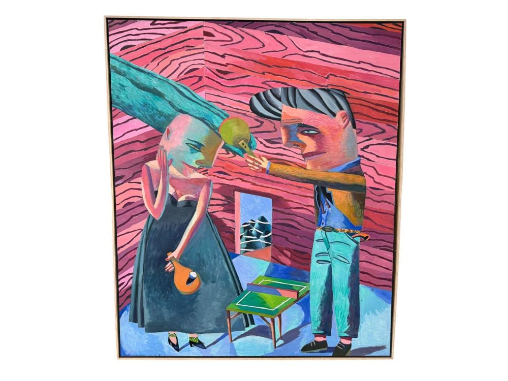 Gary Komarin comparable auction result: signed gary komarin game room oil on canvas