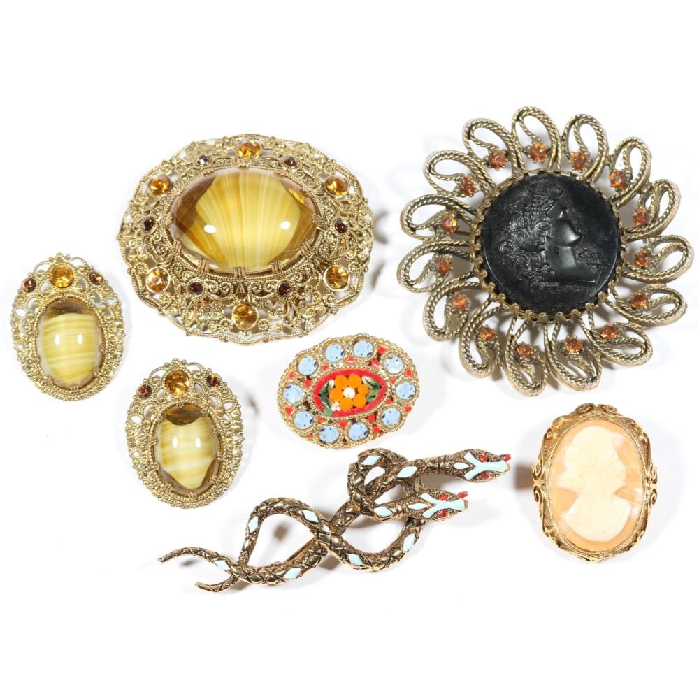har art and western germany costume jewelry group including snakes cameo art glass and micro mosaics 2 1 4 diameter cameo · Ripley Auctions · 2026-02-23 Harley (1908) Griffiths comparable auction result: har art and western germany costume jewelry group including snakes cameo art glass and micro mosaics 2 1 4 diameter cameo