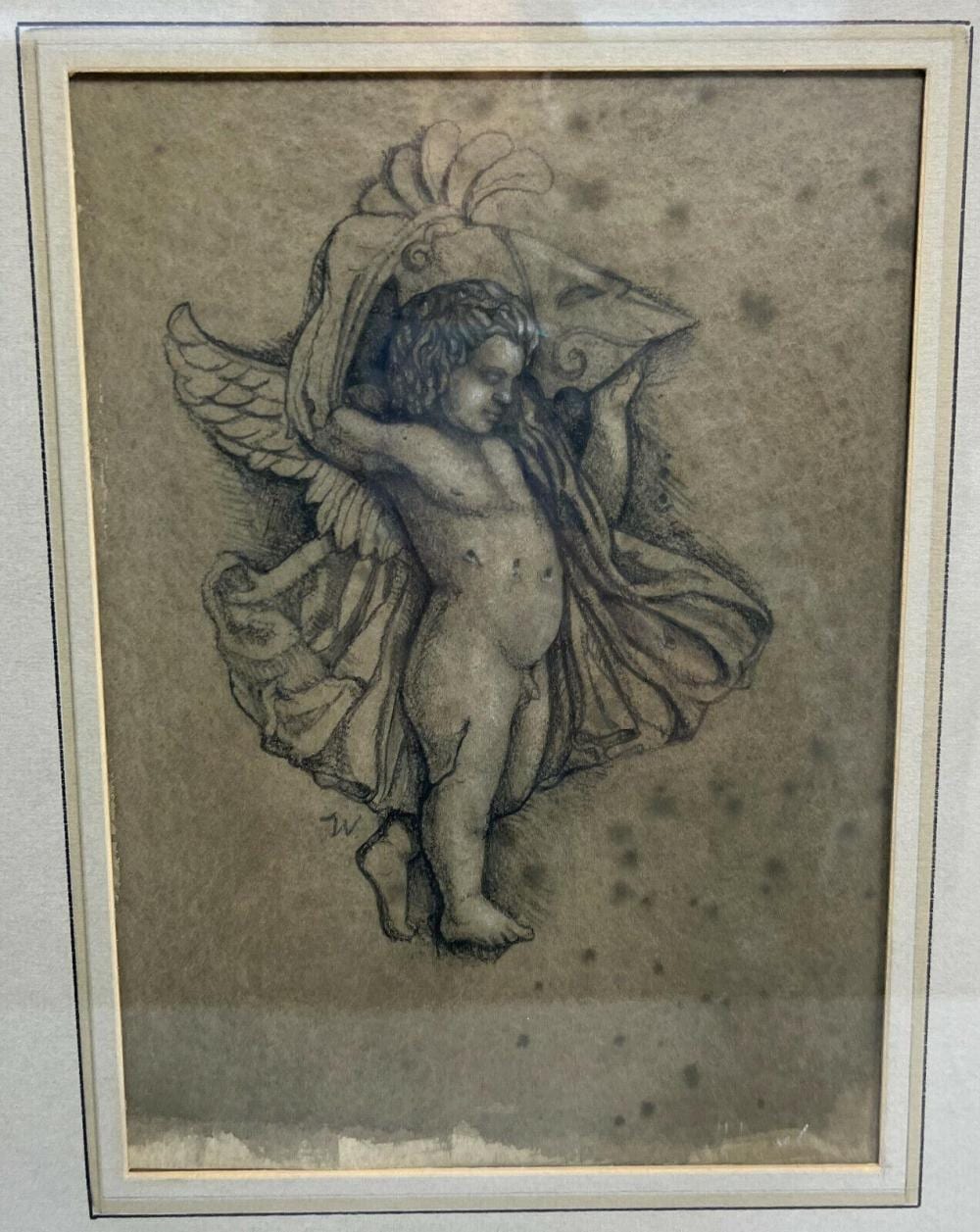 Werner Wilder comparable auction result: werner wilder german us 20th c graphite drawing of a winged cherub