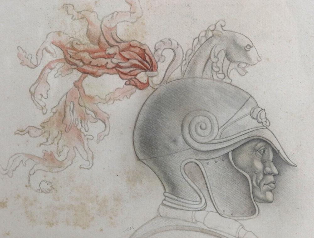 Werner Wildner comparable auction result: werner wildner german us 20th c graphite drawing of a knight
