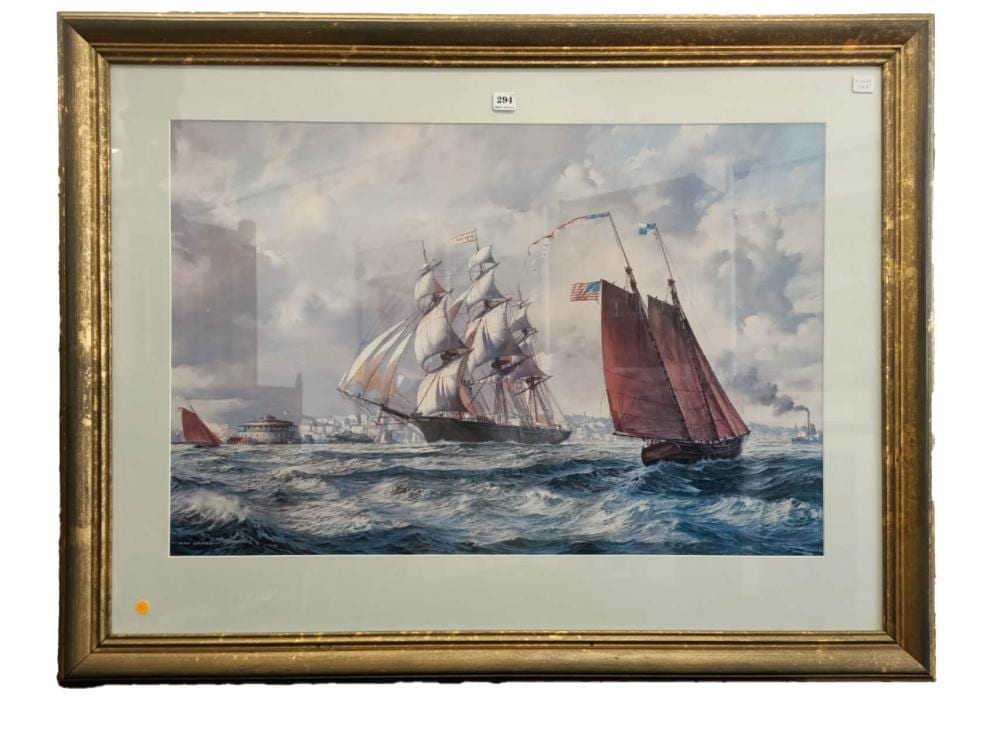 large gold framed ship print golden west by roy cross · Kim's Auction · 2026-02-22 Roy Cross comparable auction result: large gold framed ship print golden west by roy cross