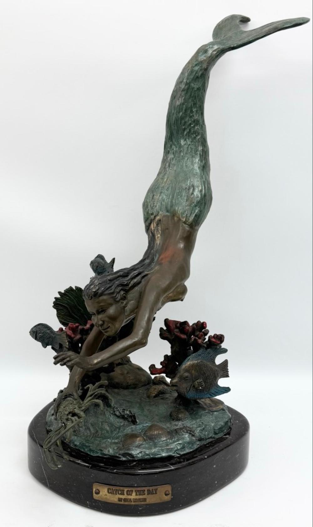 Carl Wagner comparable auction result: carl wagner catch of the day mermaid bronze sculpture