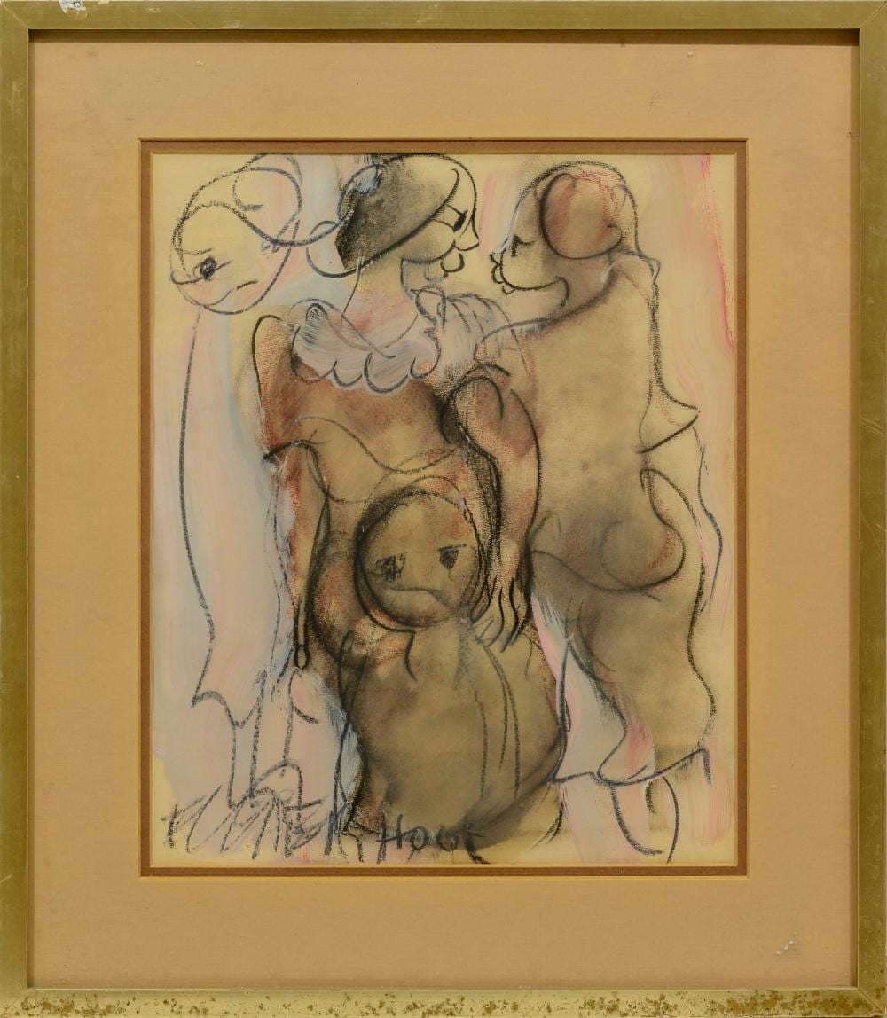 Frans Claerhout comparable auction result: frans claerhout sa 1919 2006 mixed media figures signed 30 x 25