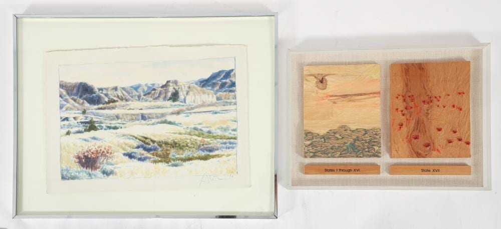 2 gordon mortensen watercolor and reduction woodblocks · Concept Art Gallery · 2026-03-04 Gordon Mortensen comparable auction result: 2 gordon mortensen watercolor and reduction woodblocks