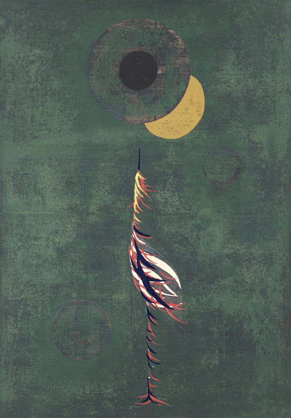 Tadashi Nakayama comparable auction result: tadashi nakayama 1958 color woodcut fledgling crane