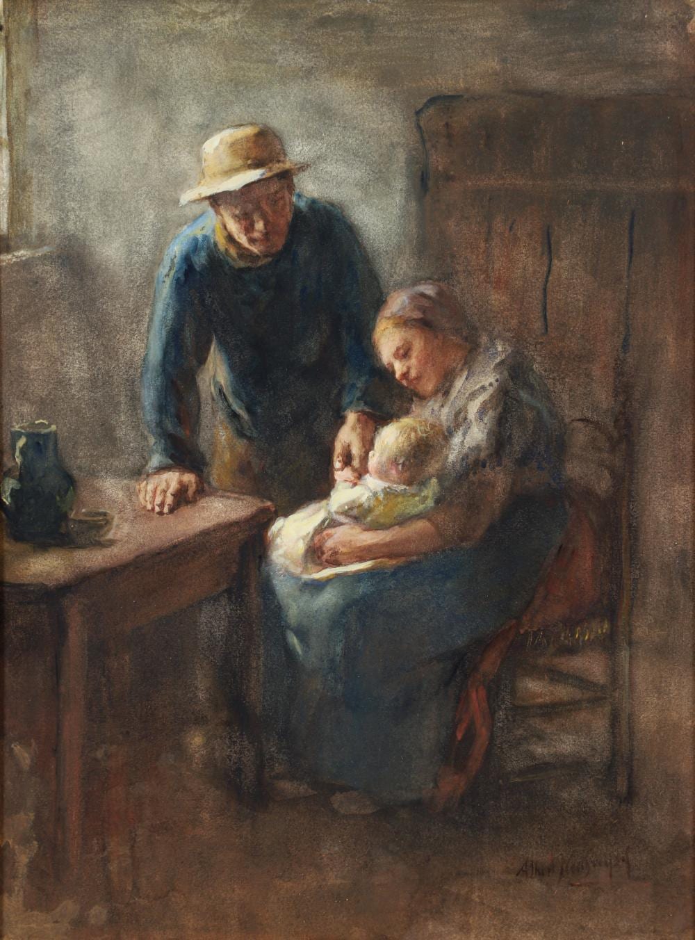 Albert Neuhuys comparable auction result: albert neuhuys early 20th century watercolor enjoying the baby