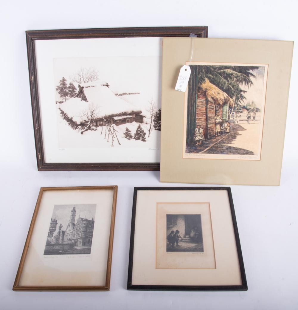 Brian Williams comparable auction result: collection of four etchings featuring brian williams