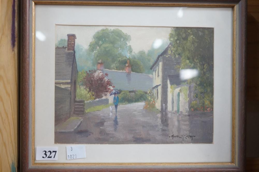Michael McCarthy comparable auction result: michael mccarthy oil on board western village scene 14 5 x 19 5 cm