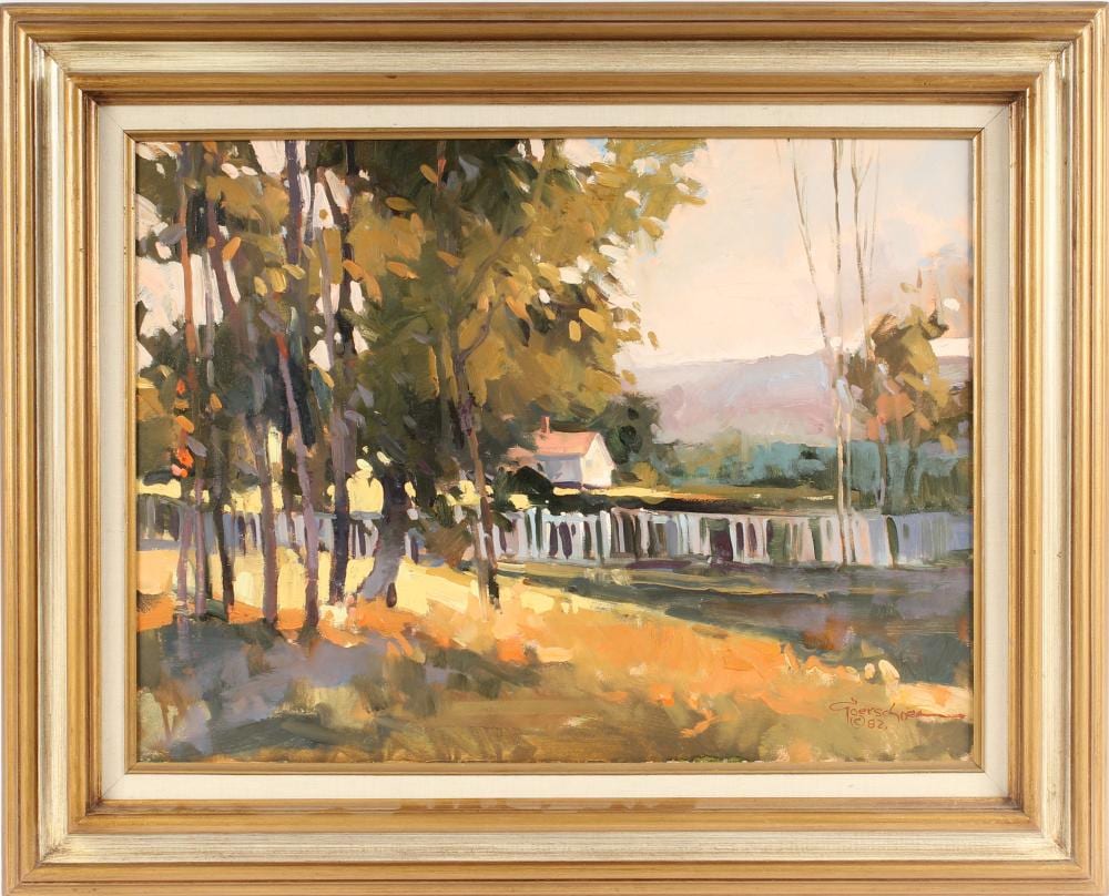 Ted Goerschner comparable auction result: ted goerschner american 1933 2013 waterfall scene with small white house oil on canvas