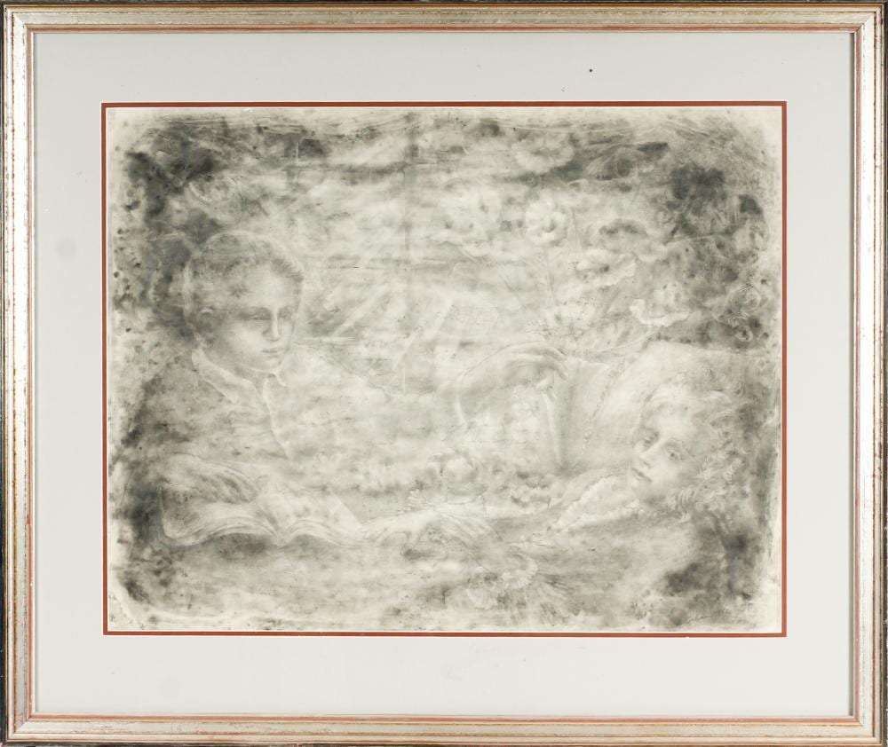 Kahlil George Gibran comparable auction result: kahlil george gibran american 1922 2008 two figures mixed media on paper