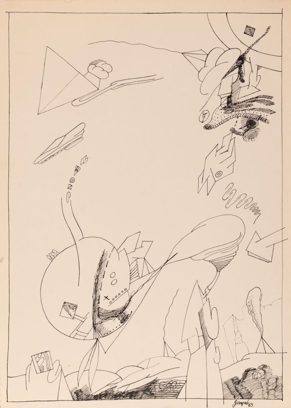 Gonçalo Duarte comparable auction result: gon alo duarte desenho a tinta da china sobre papel dim aprox 26 5 x 37 cm