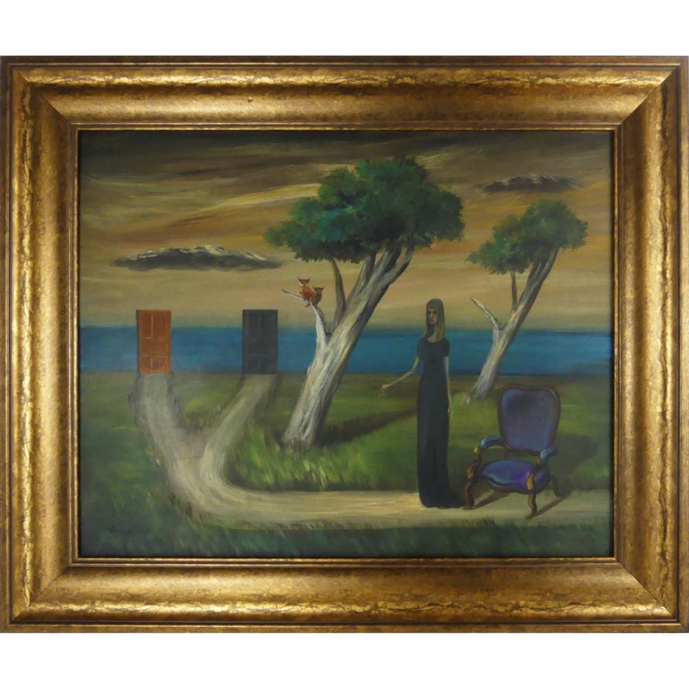 Gertrude Abercrombie comparable auction result: gertrude abercrombie oil painting on masonite