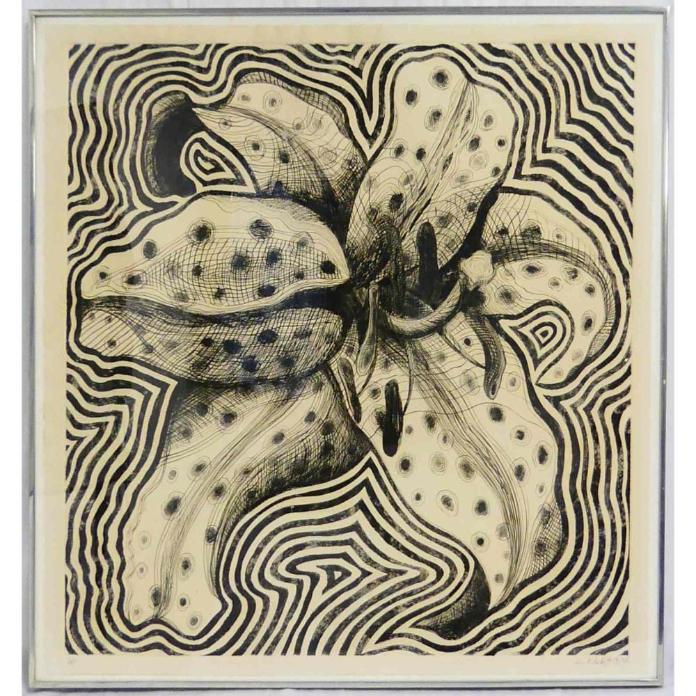 Lowell Nesbitt comparable auction result: lowell nesbitt electric spotted lily etching