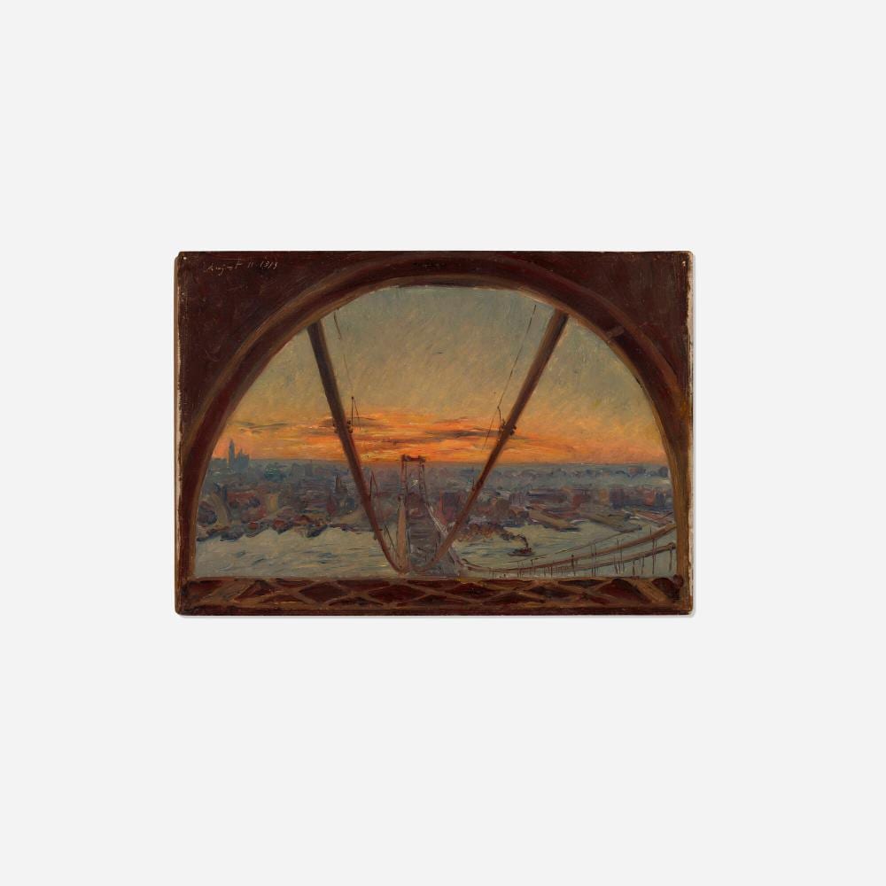 louis charles vogt city skyline from top of bridge · Toomey & Co. Auctioneers · 2026-02-27 Louis Charles Vogt comparable auction result: louis charles vogt city skyline from top of bridge