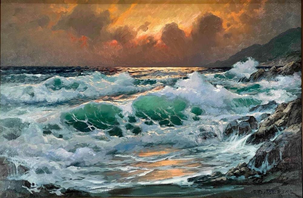 Alex Dzigurski comparable auction result: alex dzigurski california yugoslavia 1911 1995 waves at big sur oil on canvas