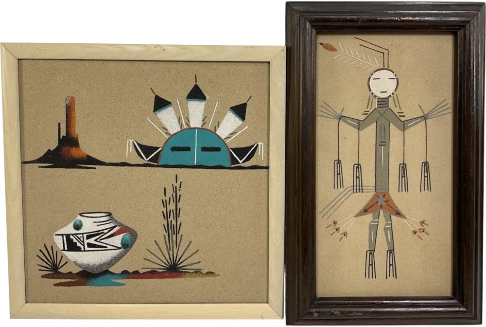 David Lee comparable auction result: 2 david lee sarah lee signed navajo sand art