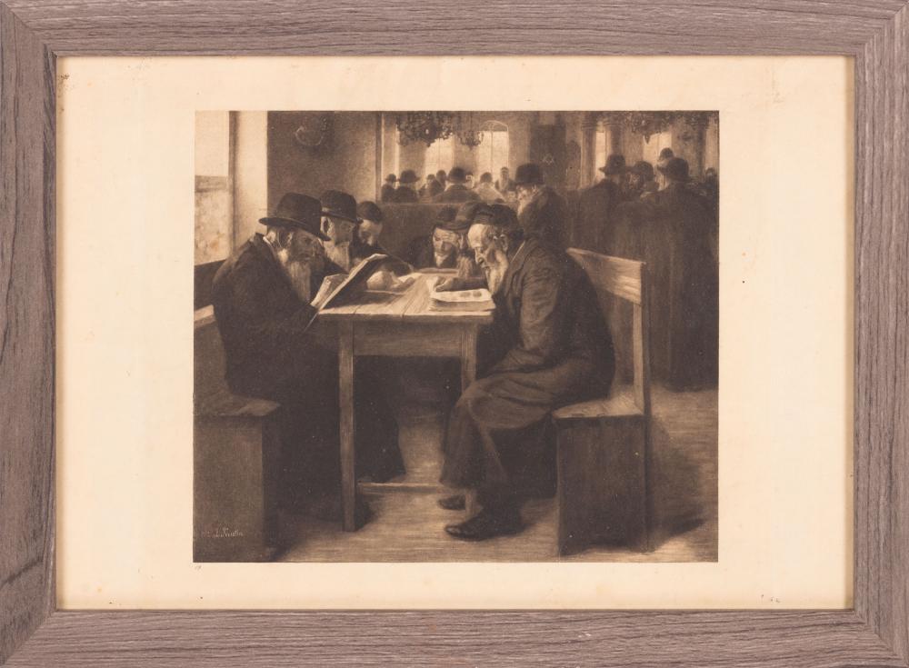 Lazar Krestin comparable auction result: lazar krestin austrian 1868 1939 synagogue interior signed engraving 1912
