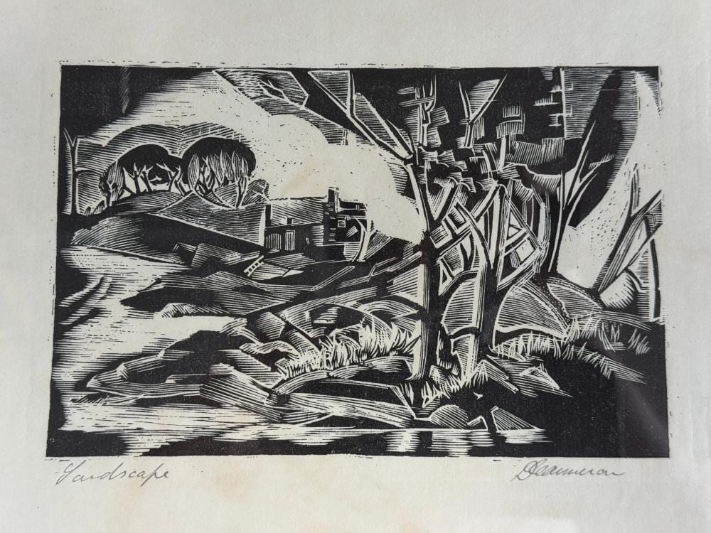 Donald Cameron comparable auction result: donald cameron 1927 2018 landscape linocut mid 20th c