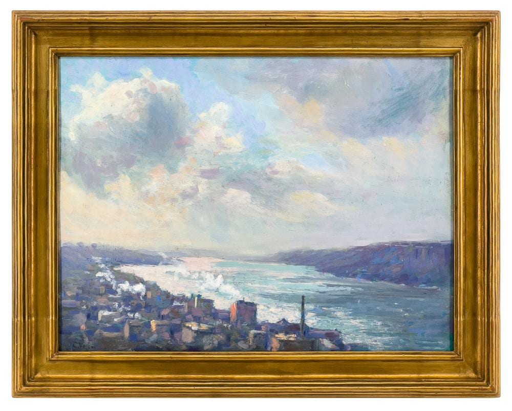 Charles Vezin comparable auction result: charles vezin river valley oil on board