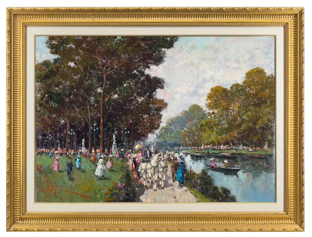 Antonio Gravina comparable auction result: antonio gravina along the river in the park oil on canvas