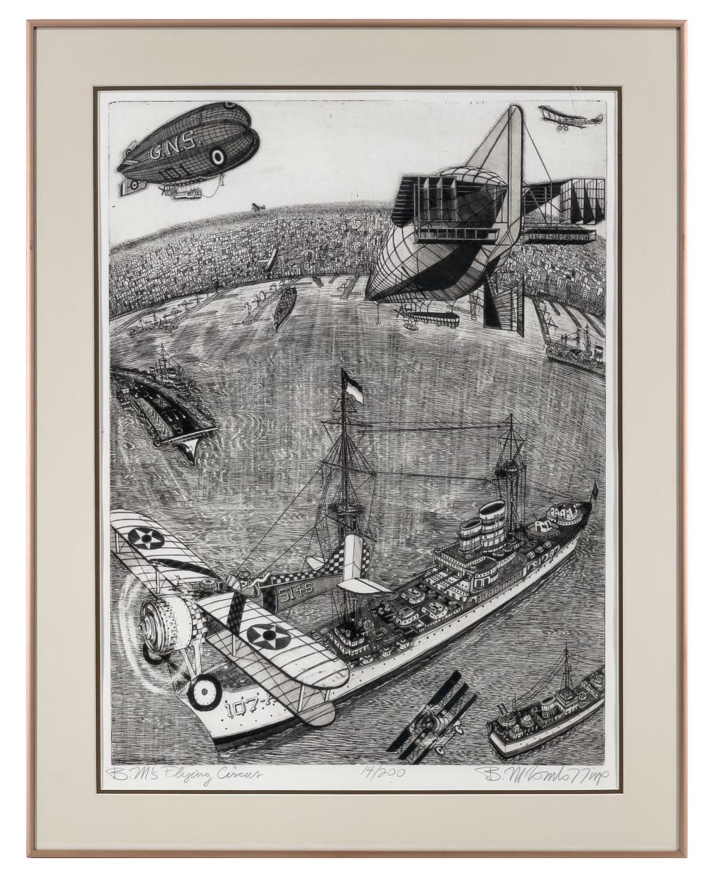 bruce mccombs b m s flying circus etching and aquatint on paper · Bradford's · 2026-03-22 Bruce McCombs comparable auction result: bruce mccombs b m s flying circus etching and aquatint on paper