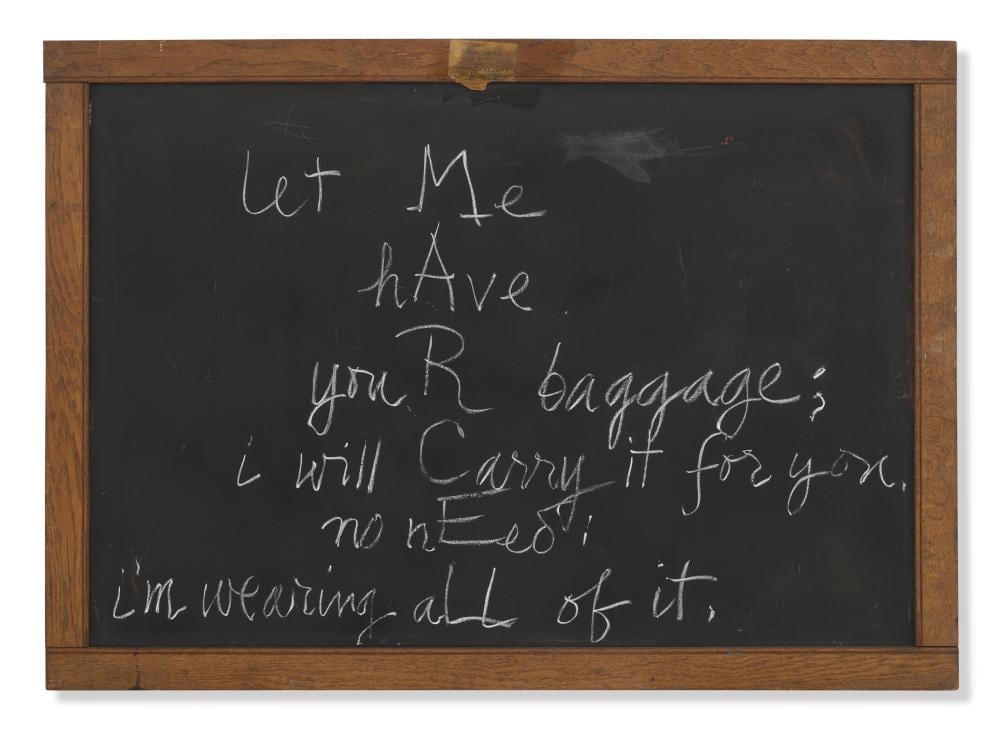 john cage 1912 1992 mesostic tribute to marcel duchamp chalk on found b · Christie's · 2026-02-27 John Cage comparable auction result: john cage 1912 1992 mesostic tribute to marcel duchamp chalk on found b
