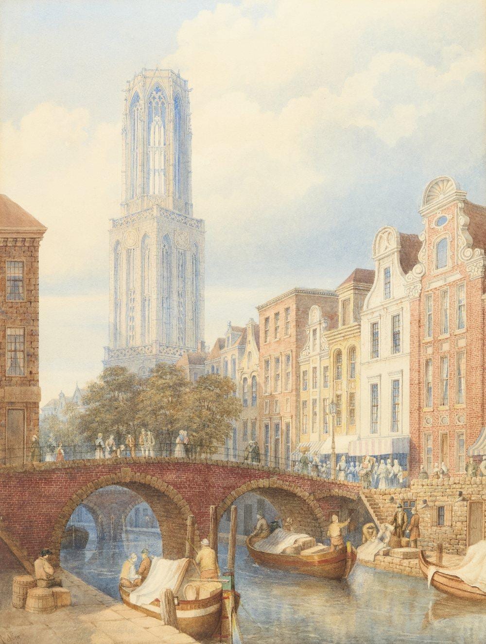 John Dobbin comparable auction result: john dobbin british 1815 1888 a canal scene in utrecht
