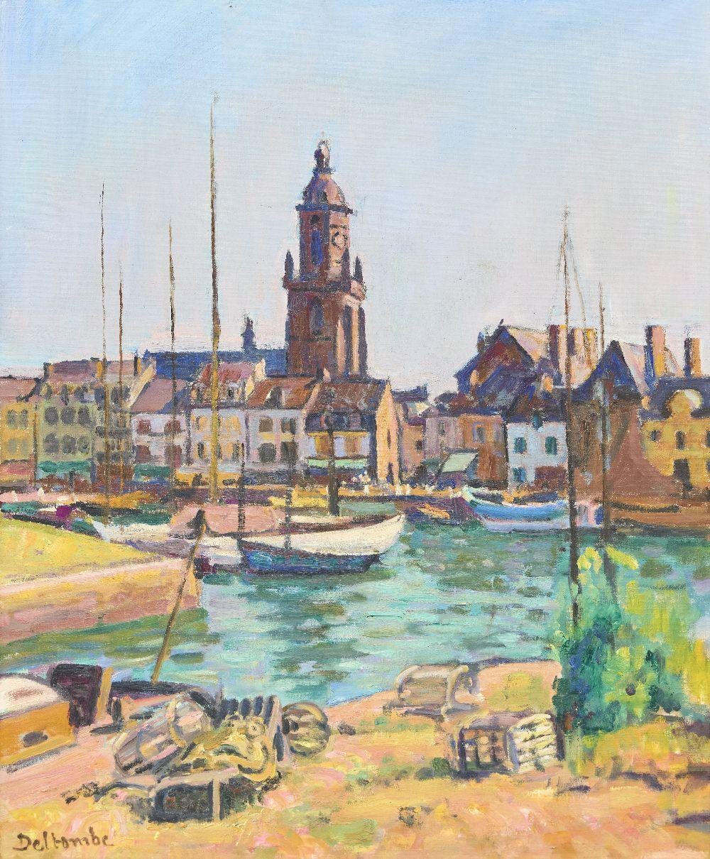 Paul Deltombe comparable auction result: paul deltombe french 1878 1971 bateaux de p che dans un